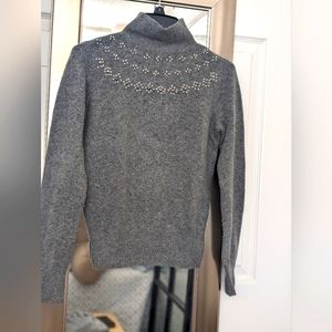 Ann Taylor Factory Gray Embellished Mock Turtle Neck Size XXSP